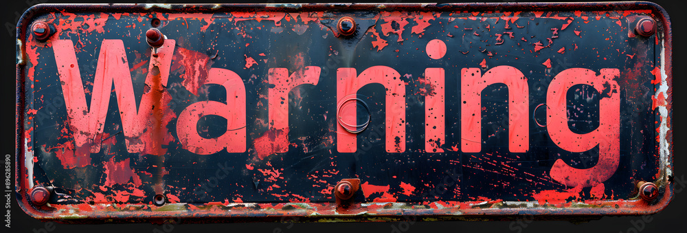 Wall mural warning sign text in red grunge