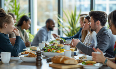 colleagues having lunch