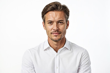Obraz premium Portrait of a Confident Man in a White Shirt