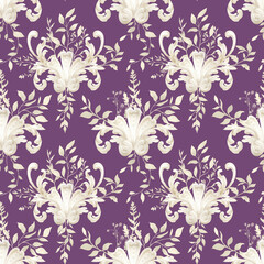 Watercolor Baroque ornate backdrop, royal ornament background, luxury pattern, vintage style