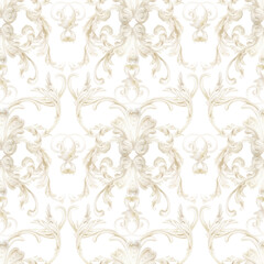 Watercolor Baroque ornate backdrop, royal ornament background, luxury pattern, vintage style