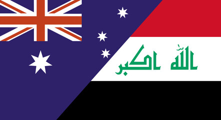Flag of Australia and Iraq. Two Flags Together Australian and Iraqi