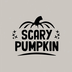 Halloween label with pumpkin and typography elements.