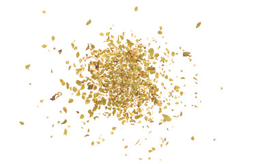 Chopped dry oregano scattered isolated on white