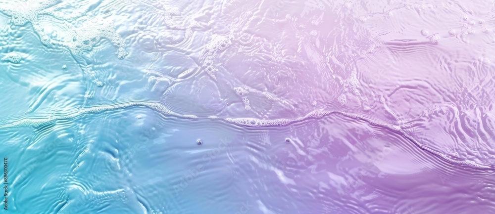 Poster gentle waves are creating a soothing pattern on a water surface with a gradient of blue and purple. 