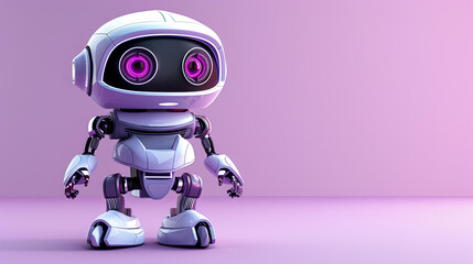 Cartoon Robot: A friendly cartoon robot character on a solid light purple background.


