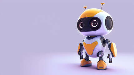Cartoon Robot: A friendly cartoon robot character on a solid light purple background.


