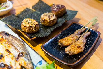 Japanese grill rice ball in the restaurant