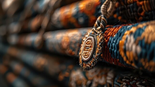 Ancient tapestries in a museum setting, captured in documentary photography style, showcasing the intricate weaving and historical narratives for an art history magazine