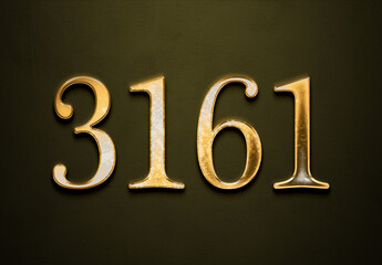 Old gold effect of 3161 number with 3D glossy style Mockup.