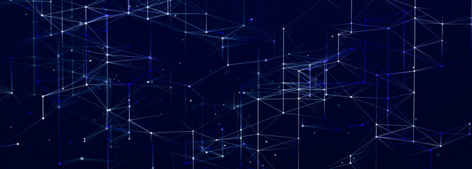 Digital technological background. Abstract structure with connected dots and lines. Big data. 3D rendering.