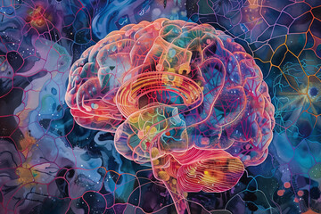 human brain with vibrant colors