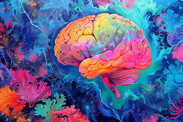 human brain with vibrant colors