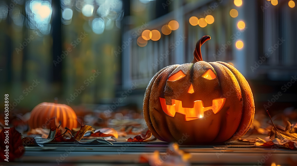 Sticker halloween pumpkin lantern