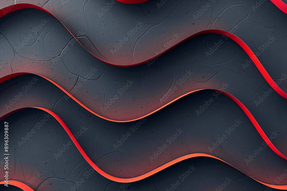 Poster abstract 3d red flow wave on dark background. digital data structure. future mesh or sound grid. fut