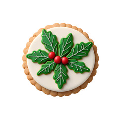 Mistletoe Christmas Decorated Cookie. Xmas Decorated Ginger Cookie