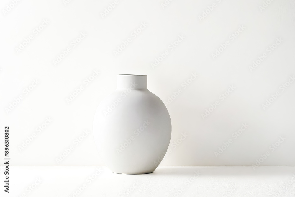 Poster White Ceramic Vase on White Background