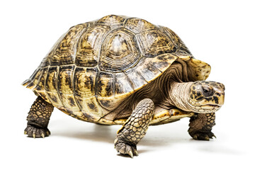 Fototapeta premium Tortoise walking on white background