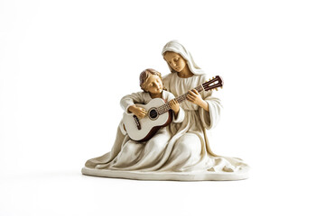 Figurine of Virgin Mary and Child Playing Guitar