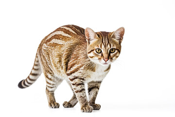 Obraz premium Tabby Cat Standing on White Background