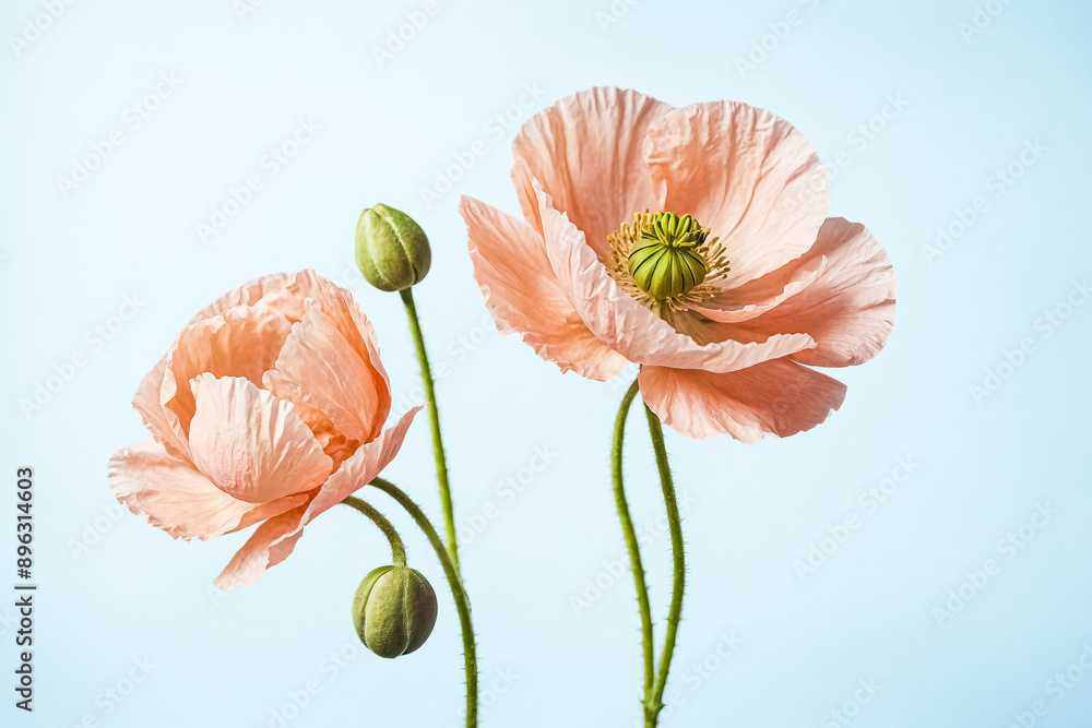 Poster Peach Poppy Flowers