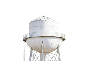 White Water Tower Isolated on White Background