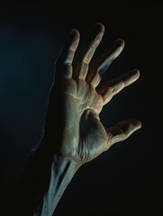 Dark, ominous hand against dark background.
