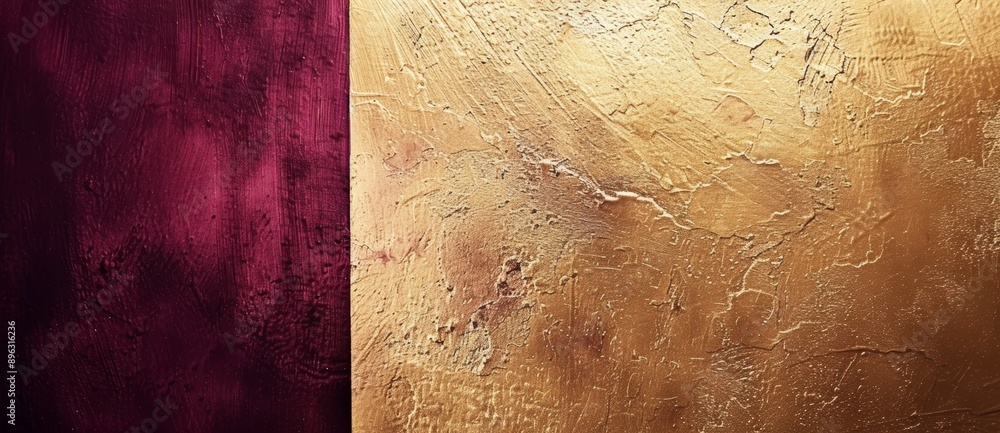 Poster gold and purple background with texture created by brush strokes, providing copy space for adding yo