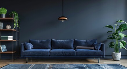Modern Living Room Interior Design with a Blue Sofa