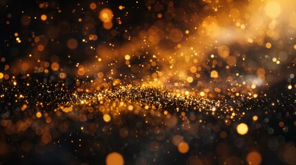 Obraz premium Shining golden bokeh background with small particles.