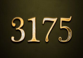 Old gold effect of 3175 number with 3D glossy style Mockup.