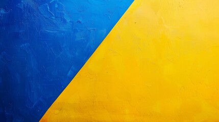 Vibrant blue and yellow textured background with bold diagonal line, perfect for adding design elements. Modern and geometric with rough grunge look. Add color and creativity to projects!