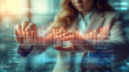Womans Hand Interacting With Data Visualization