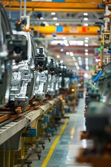 Obraz premium Automobiles on Assembly Line in Factory
