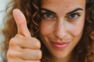 Smiling Woman Giving Thumbs Up

