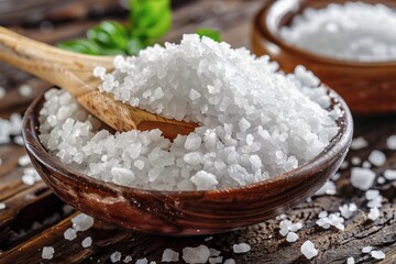 Sea Salt in Wooden Bowl with Spoon

