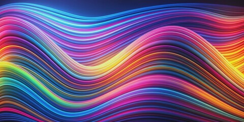 Obraz premium Abstract 3D Curved Lines in Vibrant Colors, 3D Rendering, Colorful Waves, Digital Art, Abstract Background