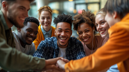 Diverse Group of happy Teens Celebrating Unity 