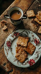 Speculoos with a cup of coffee close-up. AI generated illustration