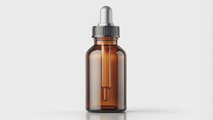 Fototapeta premium Amber Glass Dropper Bottle Mockup on White Background, dropper bottle, mockup, packaging , design