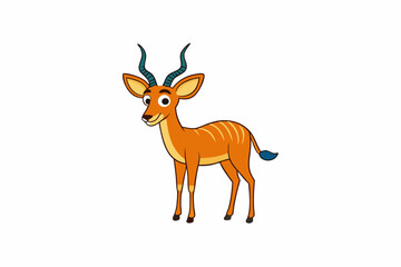 Funny Antelope Vector Illustration with White Background Cartoons, Clipart, Line Art Design, Funny antelope vector illustration with white background. Ideal for cartoons, clipart, and line art design.
