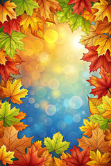 Obraz premium autumn, leaf, frame, fall, nature, maple, leaves, vector, border, tree, orange, season, yellow, design, pattern, illustration, plant, card, foliage, decoration, art, color, floral, colorful, gold