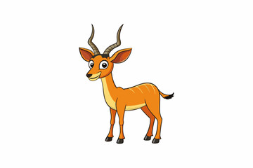 Funny Antelope Vector Illustration with White Background Cartoons, Clipart, Line Art Design, Funny antelope vector illustration with white background. Ideal for cartoons, clipart, and line art design.