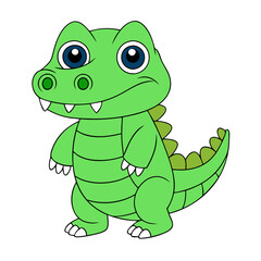 Fototapeta premium frog, cartoon, animal, green, vector, illustration, cute, amphibian, dinosaur, dragon, wildlife, isolated, nature, reptile, toad, lizard, crocodile, art, fun, toy, character, happy, monster, dino, fun