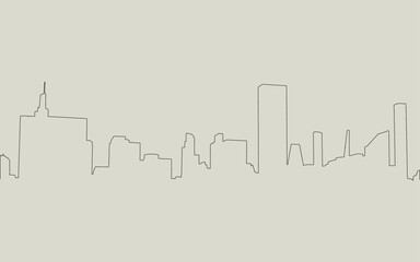 One line art Cityscape city landscape vector outline illustration black silhouette background banner poster cover art