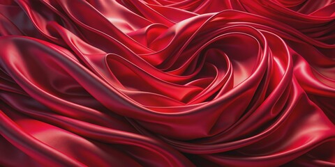 Obraz premium Crimson Silk Drapes A Heart of Red, fabric, abstract, texture, silk