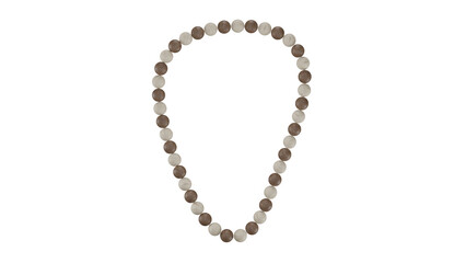 Dark and light wood beads isolated in transparent and white background. Jewelry concept. 3D render