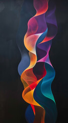 Naklejka premium Abstract vibrant colorful waves against black