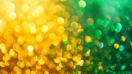 Obraz premium Mesmerizing blurred yellow and green lights create a festive bokeh effect, perfect for backgrounds and celebratory designs, adding magic and luxury to any project
