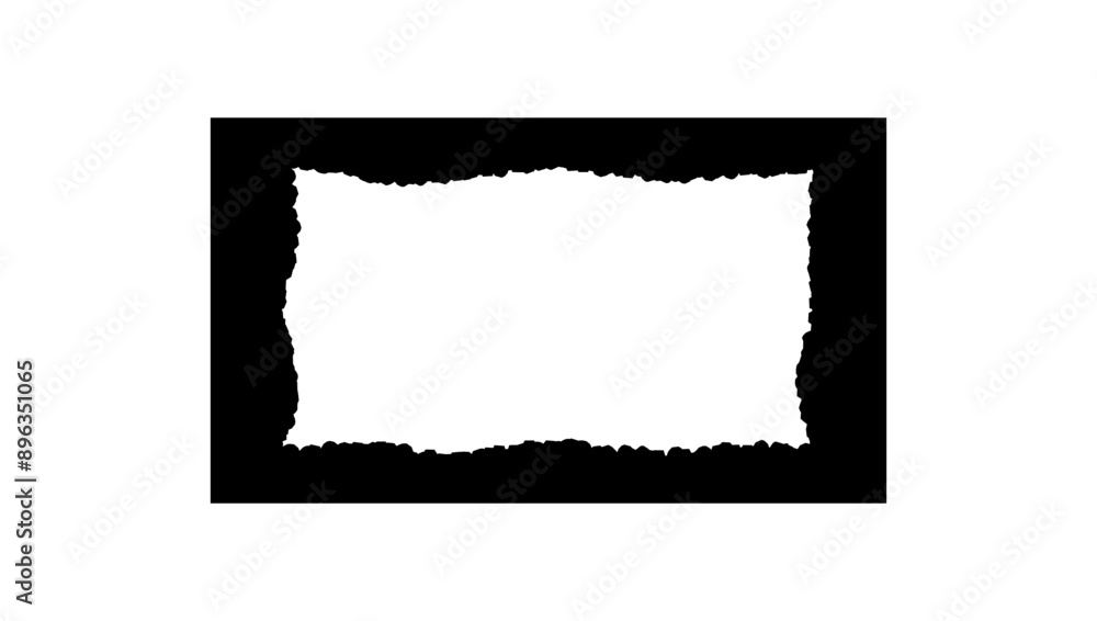 Poster rectangular gradient frame with torn inner borders for photo . torn paper frame for design . vector 